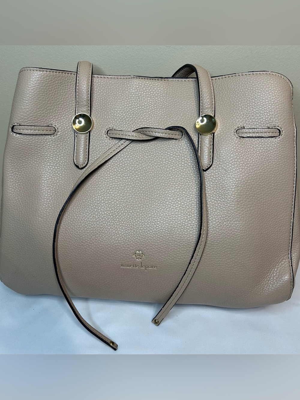Nanette Lepore Pebbled Leather Tote in Blush with Gold Hardware & floral lining